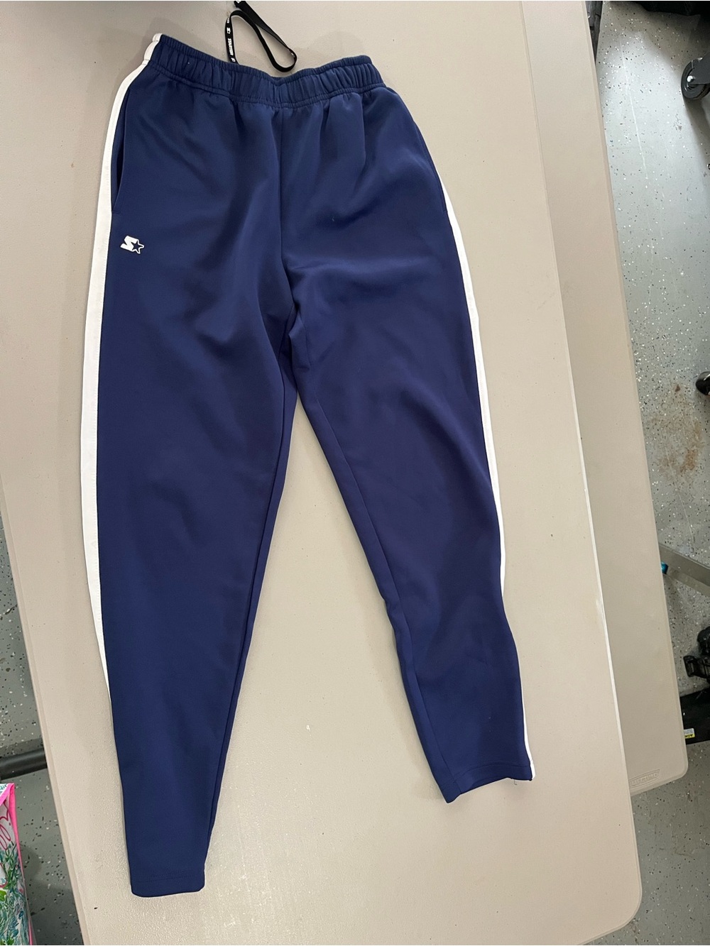 STARTER Navy Track Joggers with White Side Stripes
